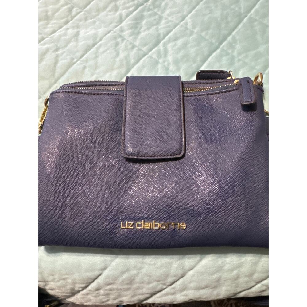 LIZ CLAIRBORNE Crossbody WALLET CLUTCH PURSE FAUX LEATHER Blue